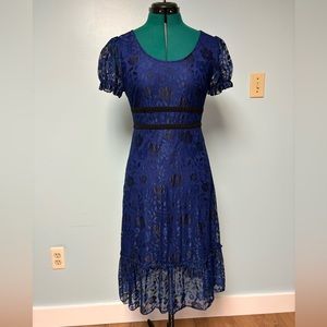 Navy and black lace dress